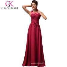 Grace Karin Long A-ligne en mousseline de soie sans manches en vins Formal rouge Robe de bal rouge abendkleider CL007555-5